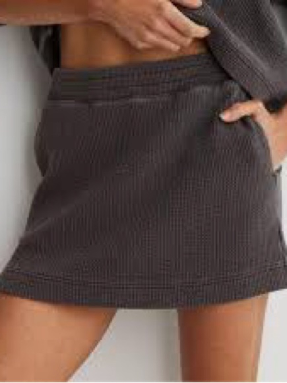 aerie Waffle Knit Mini Skirt - Charcoal Gray sz. Small